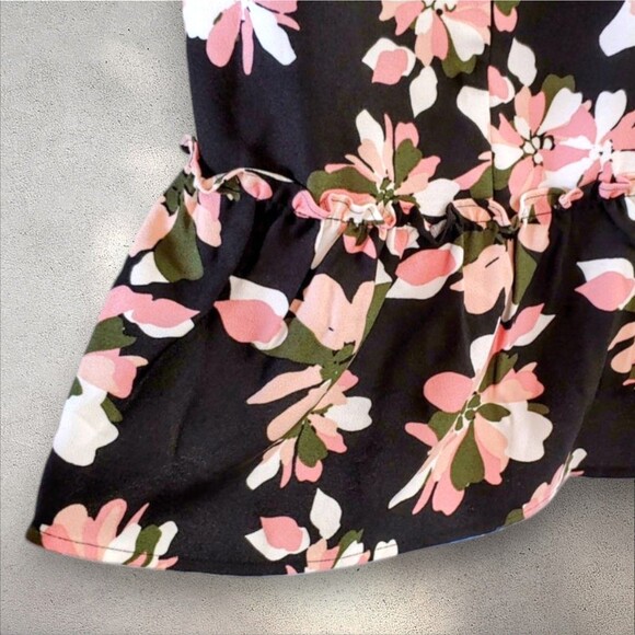 Jason Wu Women's Medium Black Pink Floral Sleeveless Peplum Blouse Top NWOT - Picture 2 of 8